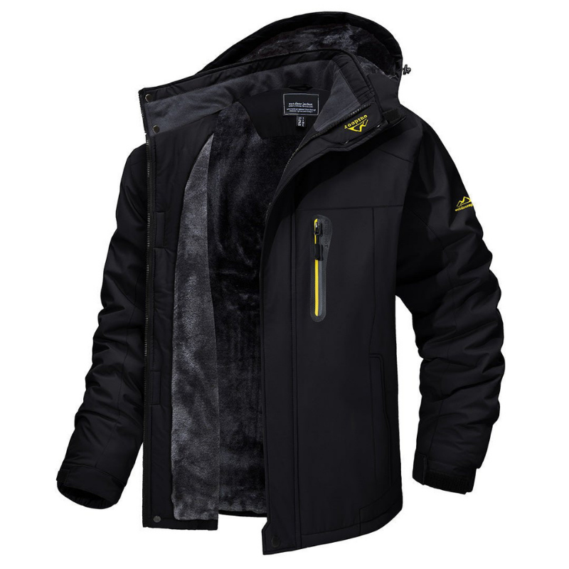 Men's Waterproof Winter Jacket with Fleece Lining and Hood