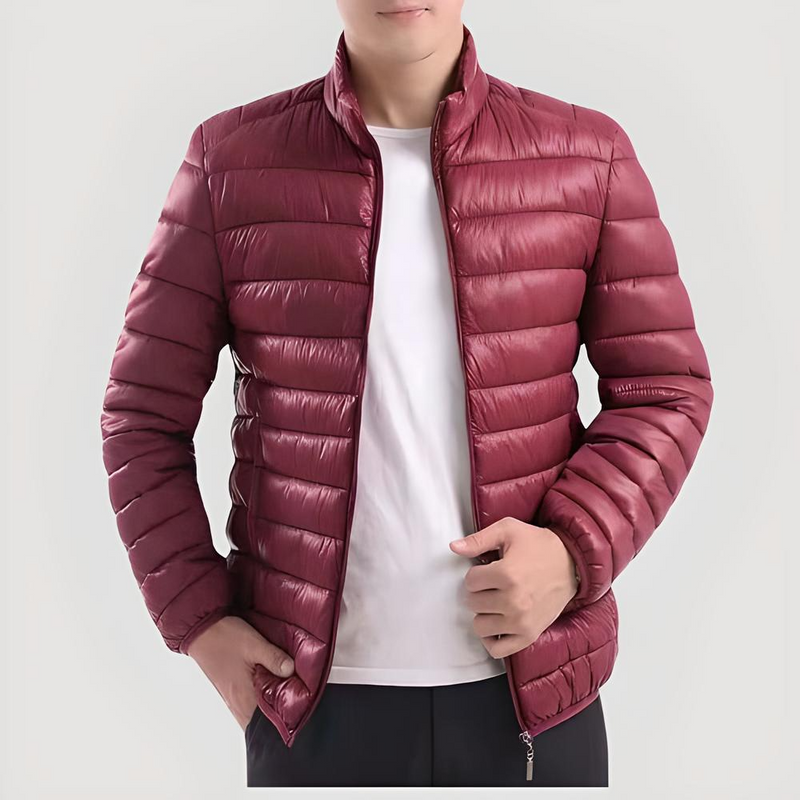 Men's Quilted Puffer Jacket with Zip Closure