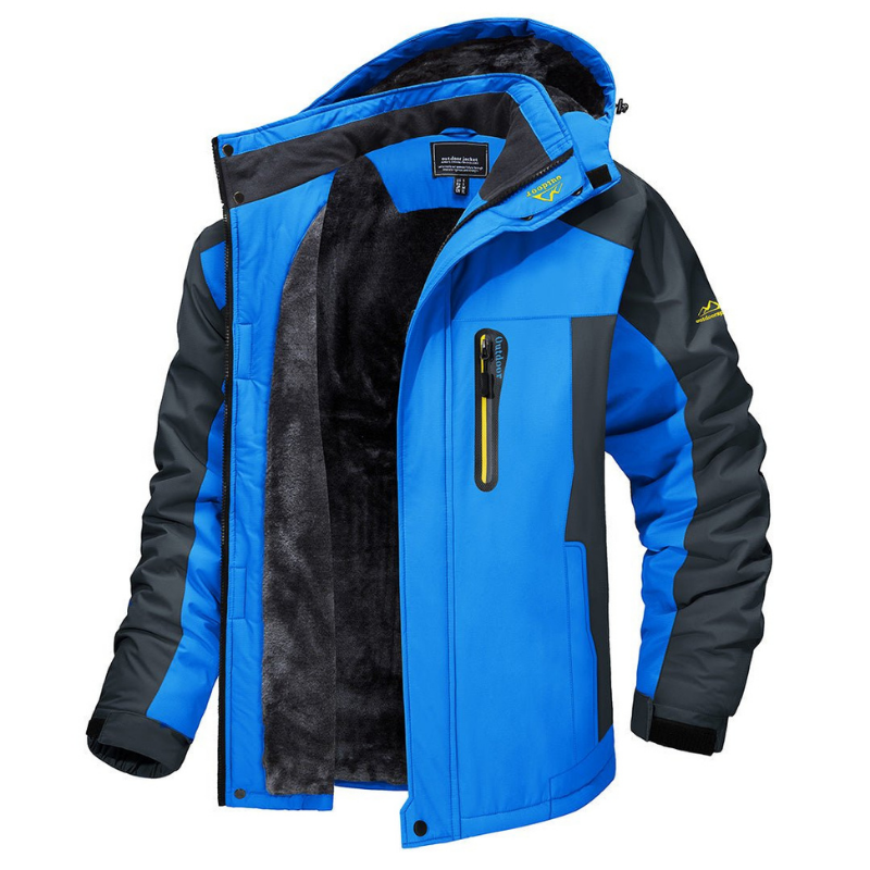 Men's Waterproof Winter Jacket with Fleece Lining and Hood