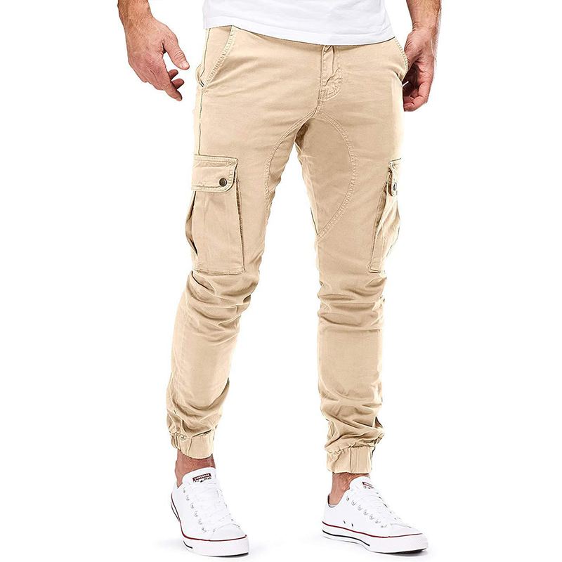 Men's Slim Fit Cargo Trousers with Elastic Cuffs