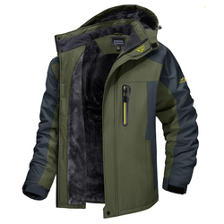 Men's Waterproof Winter Jacket with Fleece Lining and Hood