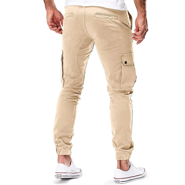 Men's Slim Fit Cargo Trousers with Elastic Cuffs