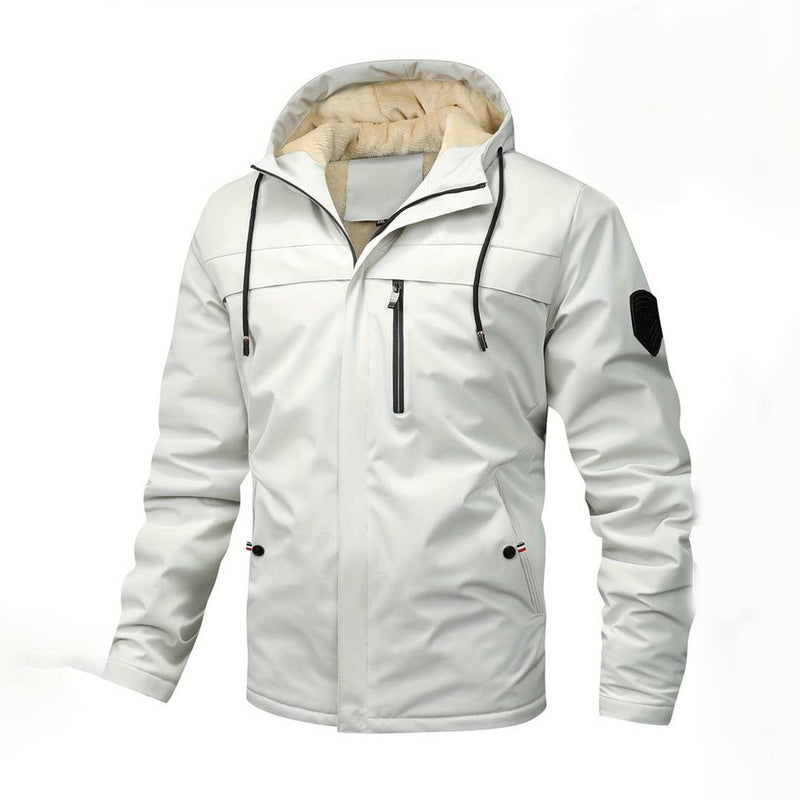 Men's Hooded Water-Resistant Jacket with Chest Pocket