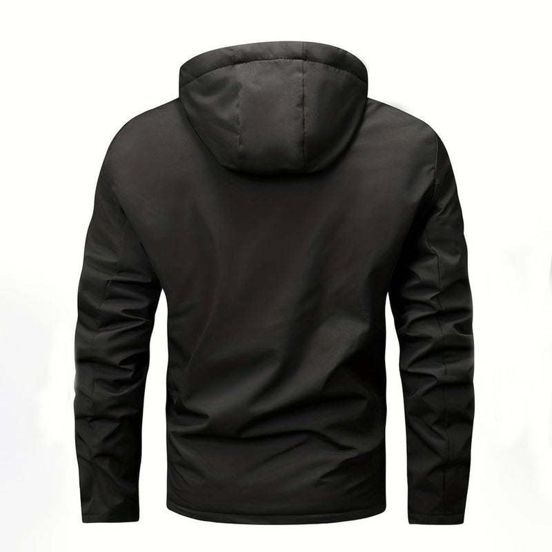 Men's Hooded Water-Resistant Jacket with Chest Pocket