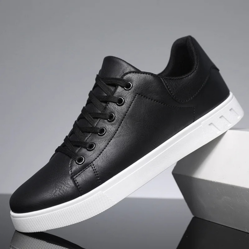 Men's Casual Lace-Up Leather Look Sneakers