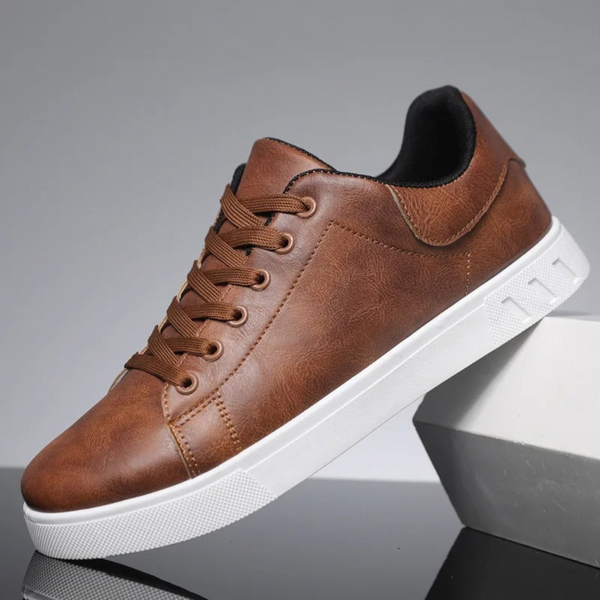 Men's Casual Lace-Up Leather Look Sneakers