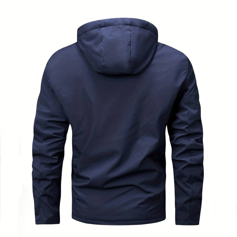 Men's Hooded Water-Resistant Jacket with Chest Pocket