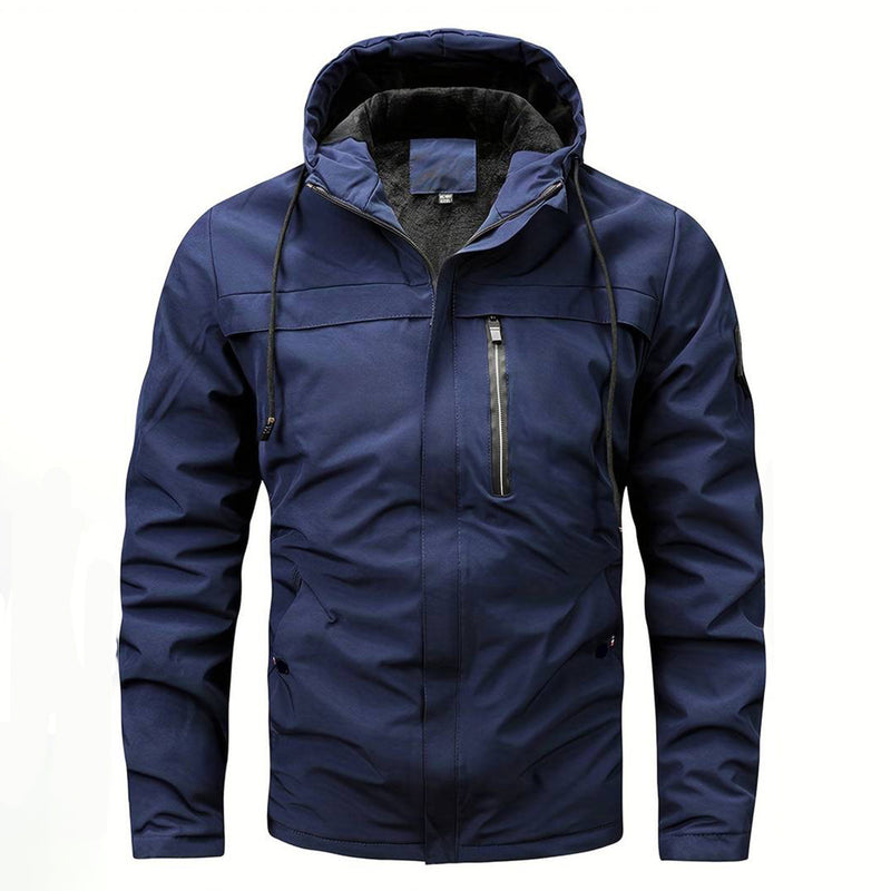 Men's Hooded Water-Resistant Jacket with Chest Pocket