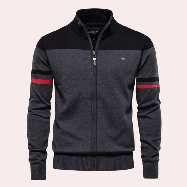 Men's Striped Full-Zip Cardigan