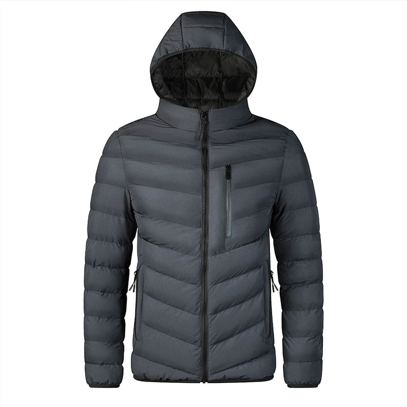 Men's Hooded Puffer Jacket with Zipped Pockets