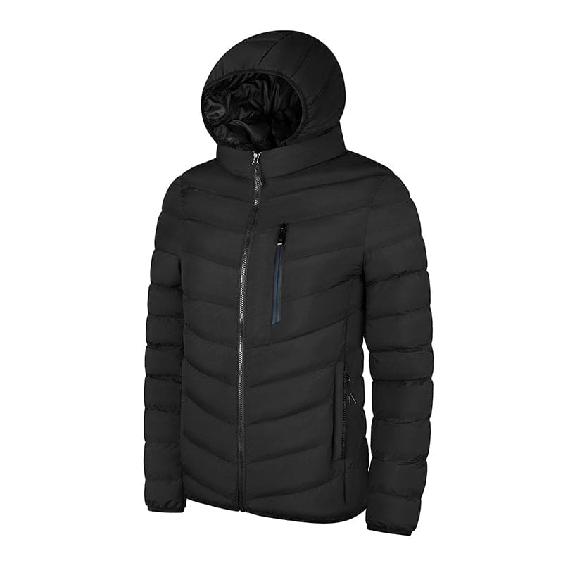 Men's Hooded Puffer Jacket with Zipped Pockets