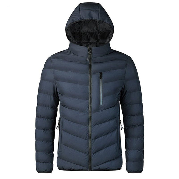 Men's Hooded Puffer Jacket with Zipped Pockets