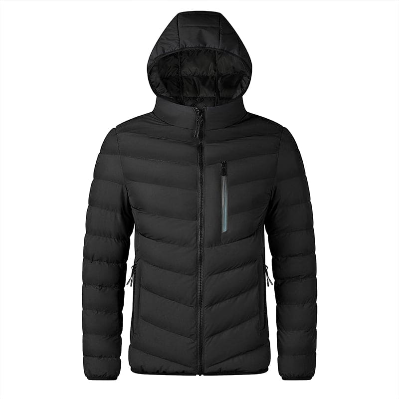 Men's Hooded Puffer Jacket with Zipped Pockets