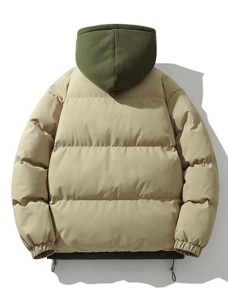 Men's Hooded Puffer Jacket with Inner Fleece Lining