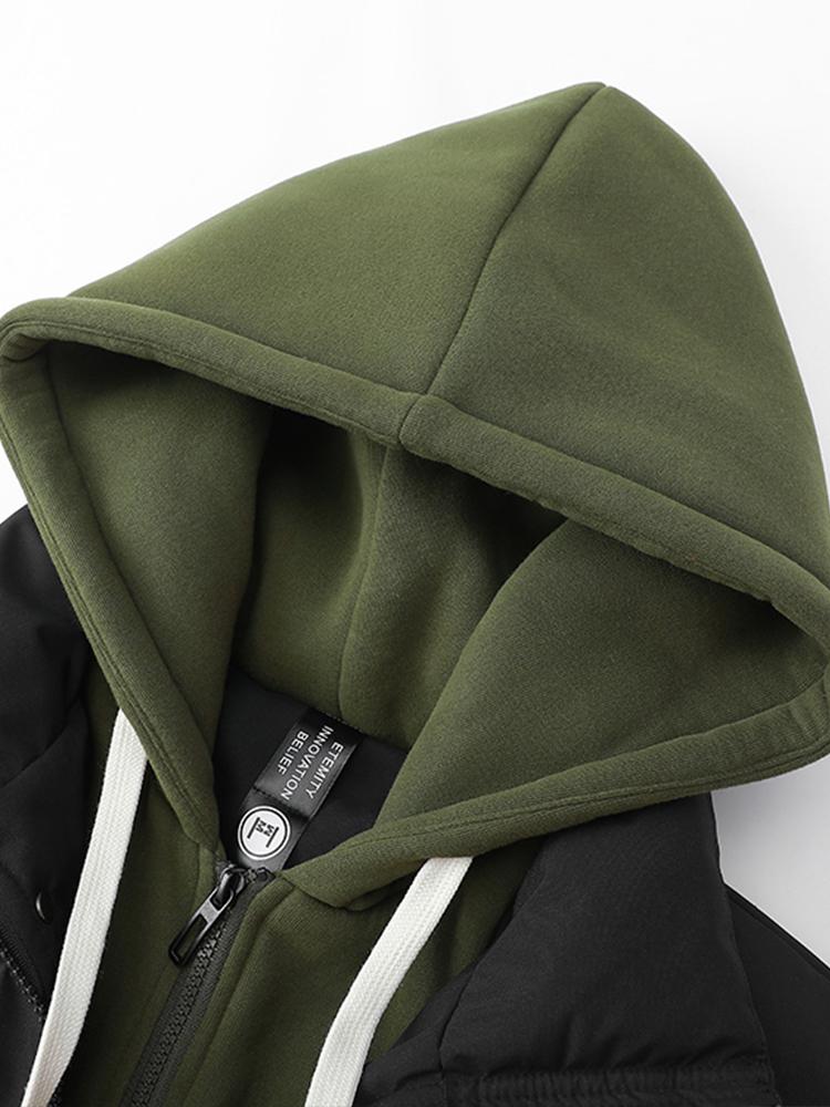 Men's Hooded Puffer Jacket with Inner Fleece Lining