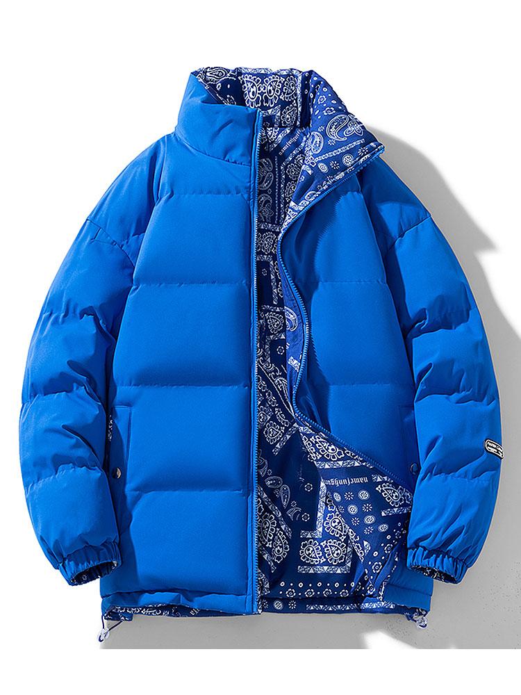 Men's Reversible Puffer Jacket with Bandana Print Lining