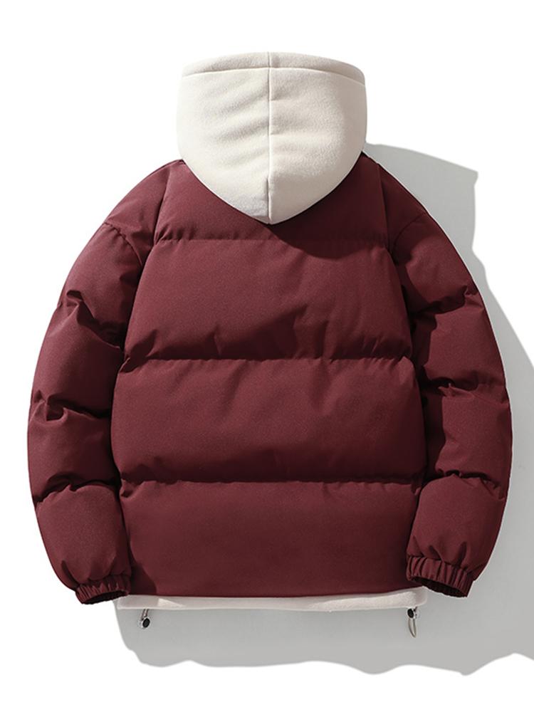 Men's Hooded Puffer Jacket with Inner Fleece Lining