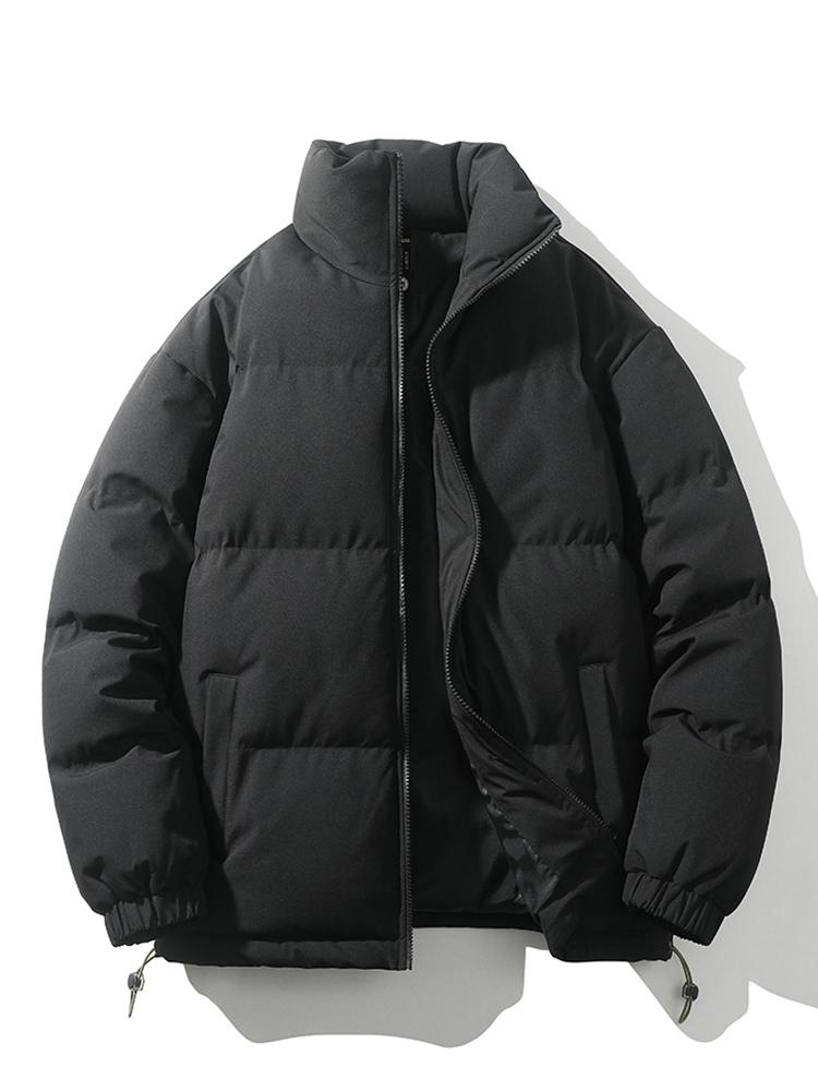 Men's Puffer Jacket with High Collar for Winter Warmth