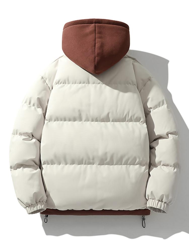 Men's Hooded Puffer Jacket with Inner Fleece Lining