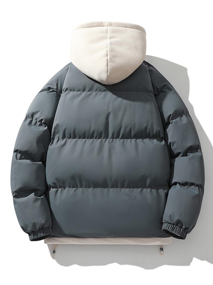 Men's Hooded Puffer Jacket with Inner Fleece Lining