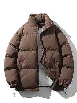 Men's Puffer Jacket with High Collar for Winter Warmth