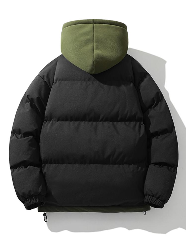 Men's Hooded Puffer Jacket with Inner Fleece Lining