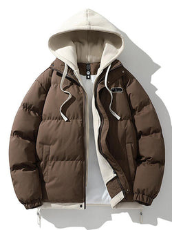 Men's Hooded Puffer Jacket with Inner Fleece Lining