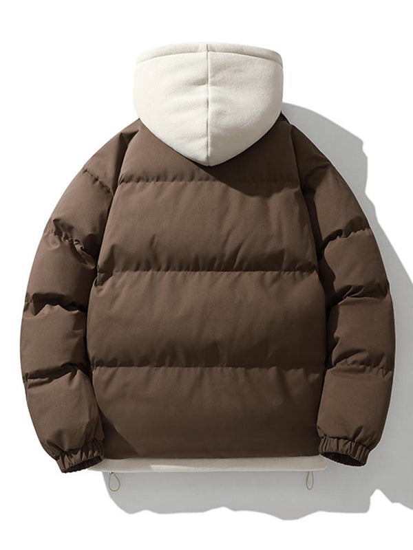 Men's Hooded Puffer Jacket with Inner Fleece Lining