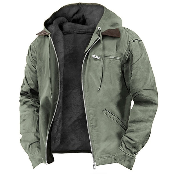 Men’s Fleece Lined Hooded Jacket for Casual Winter Wear