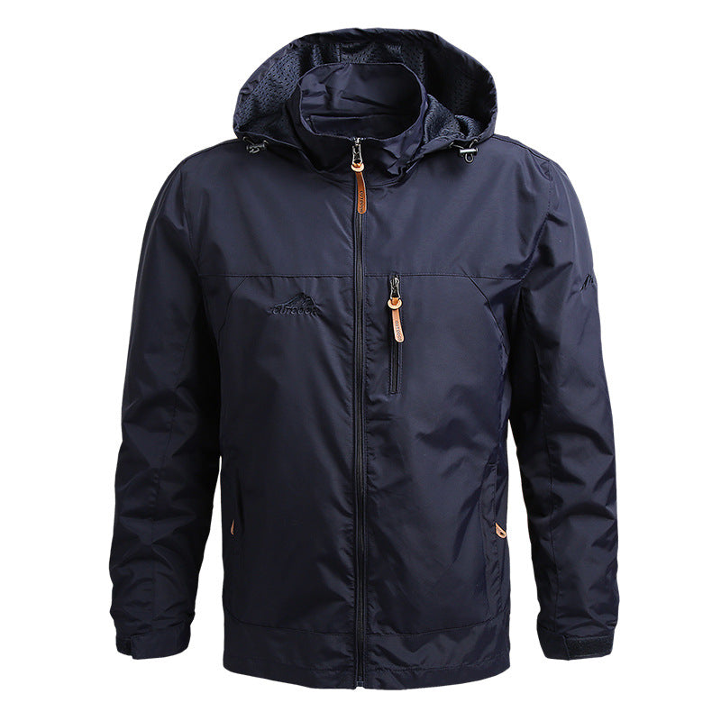 Men's Waterproof Windbreaker Jacket with Hood