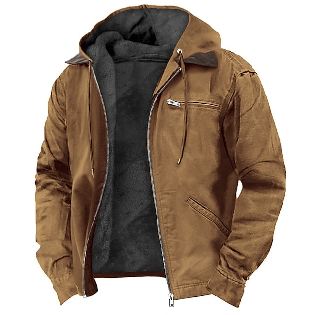 Men’s Fleece Lined Hooded Jacket for Casual Winter Wear